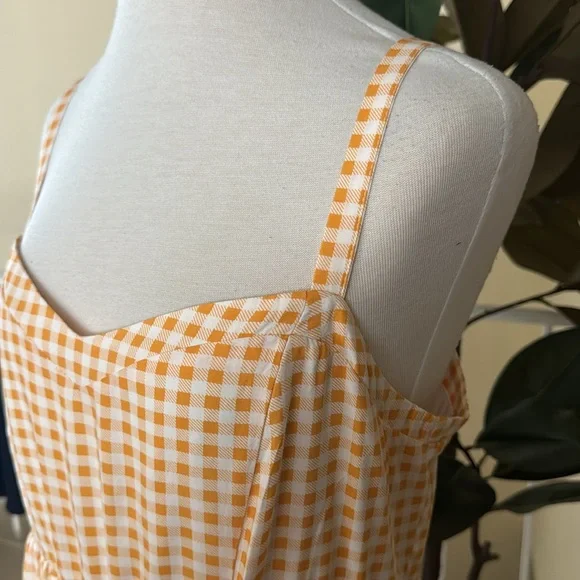 Torrid Midi Challis Skater Yellow Plaid Dress 0/L US 12 - Picture 6 of 16